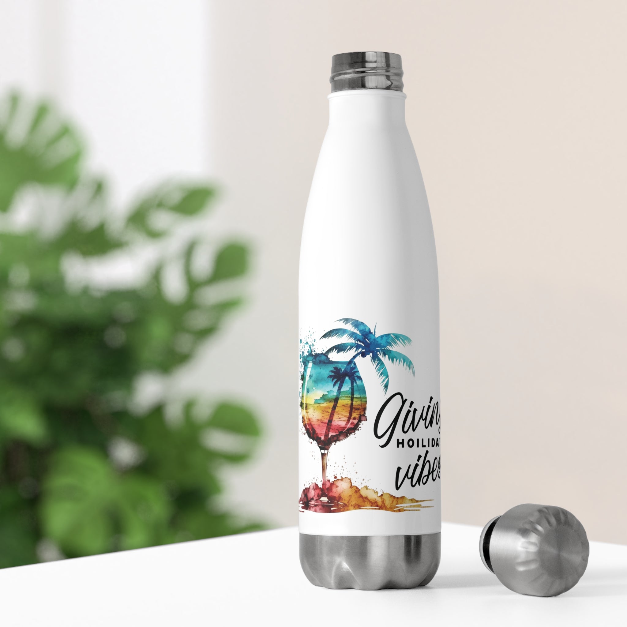 Giving Holiday Vibes - Tropical Oasis Stainless Steel 20oz Insulated Water Bottle