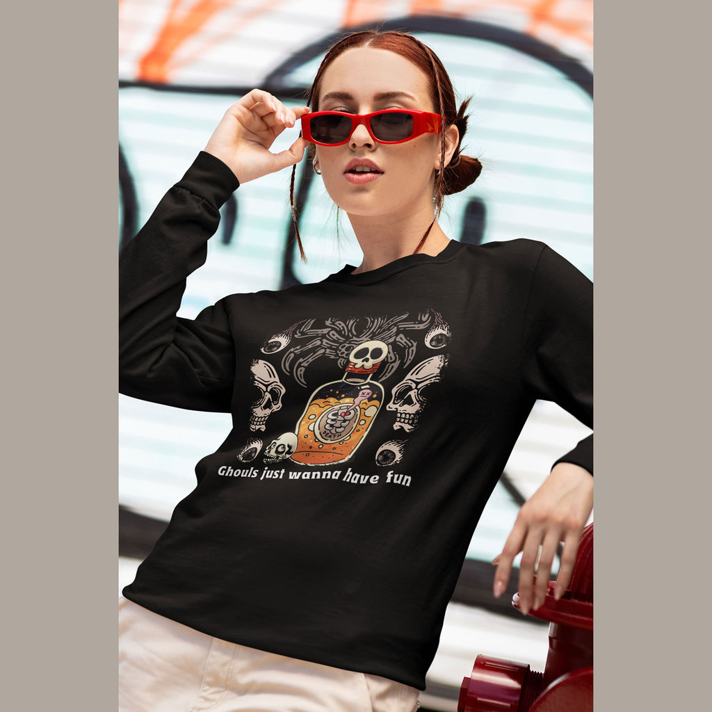 Ghouls Just Wanna Have Fun - Festive Spooky Long Sleeve Tee for Winter
