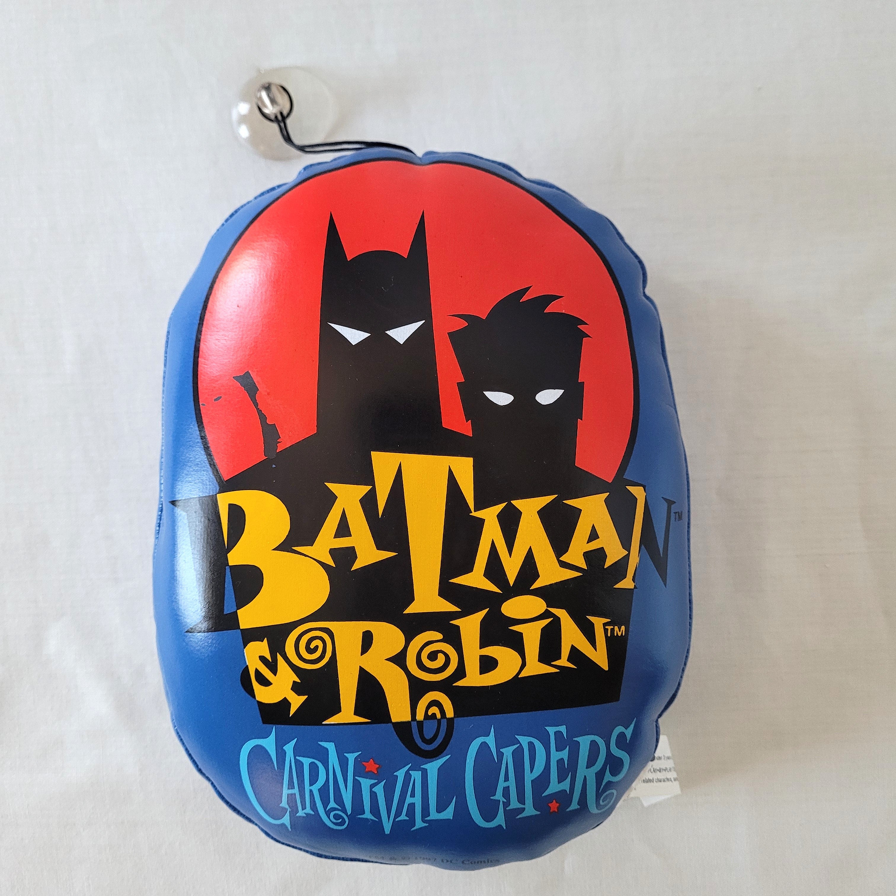 Vintage 1997 Batman & Robin “Carnival Capers” Plush Toy – DC Comics Collectible with Suction Cup