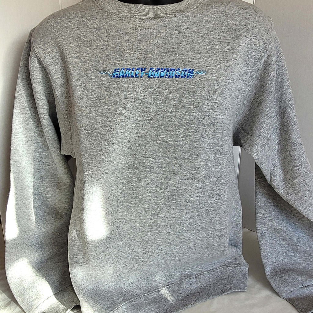 Vintage Harley-Davidson Youth XL Gray Crewneck Sweatshirt Y2K De-Lux