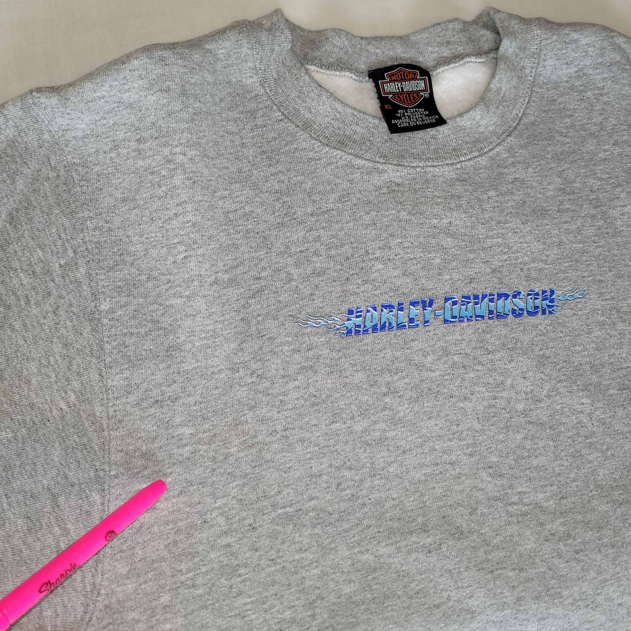 Vintage Harley-Davidson Youth XL Gray Crewneck Sweatshirt Y2K De-Lux