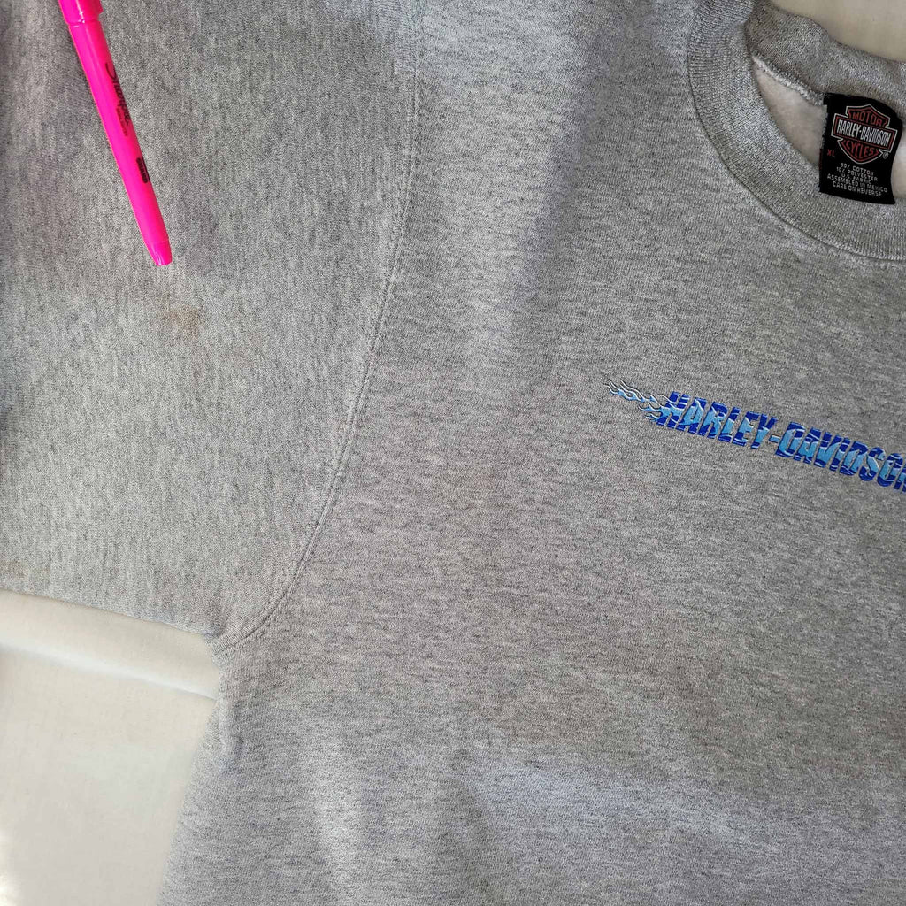 Vintage Harley-Davidson Youth XL Gray Crewneck Sweatshirt Y2K De-Lux