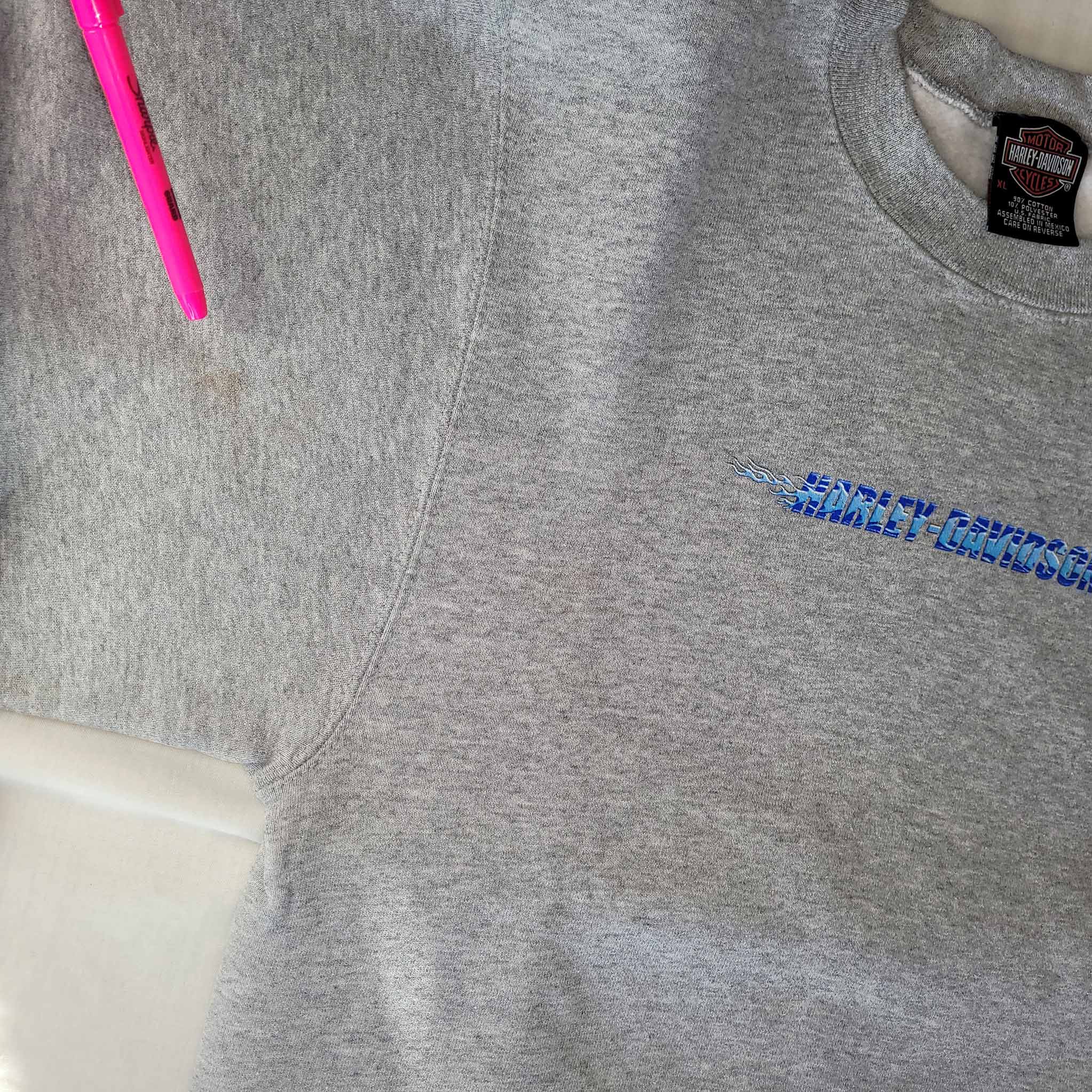 Vintage Harley-Davidson Youth XL Gray Crewneck Sweatshirt Y2K De-Lux