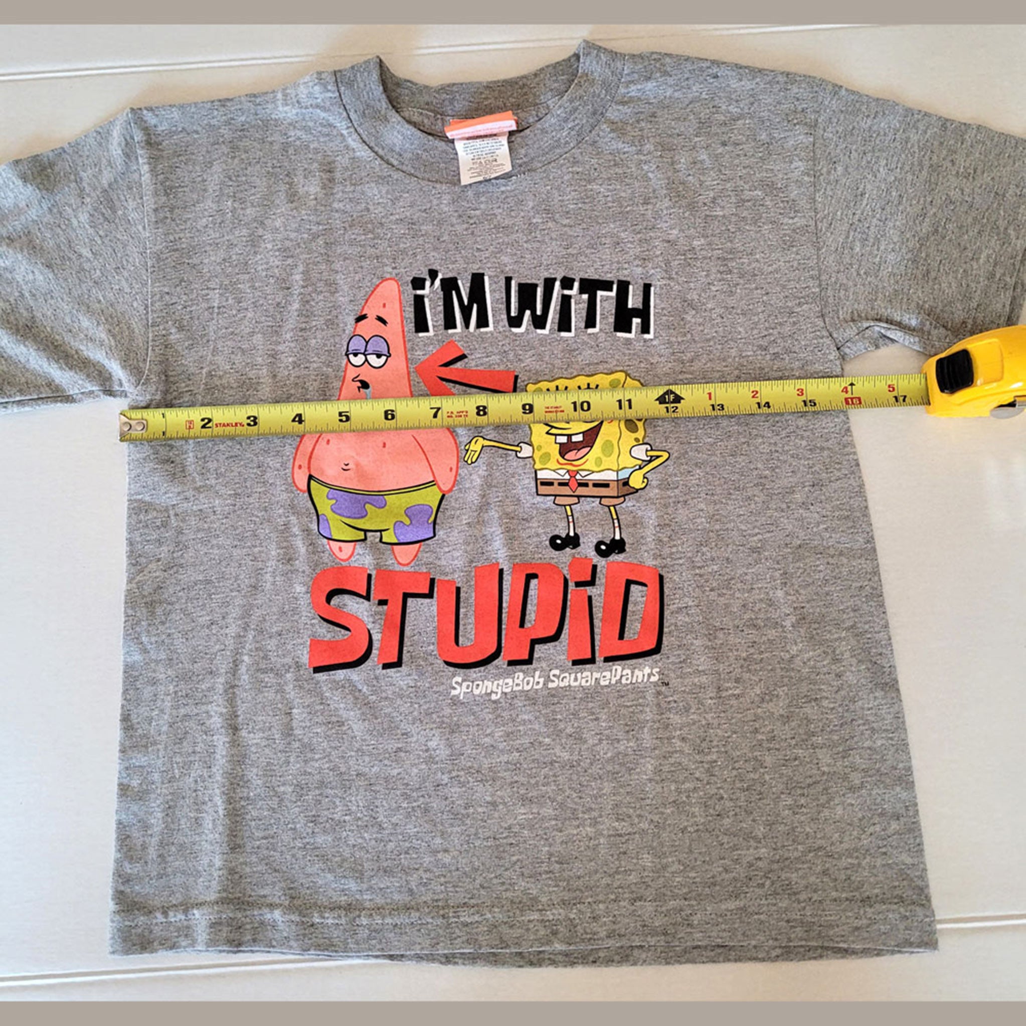 Vintage 2003 SpongeBob Boys T-Shirt Youth 6/7 Ash Gray