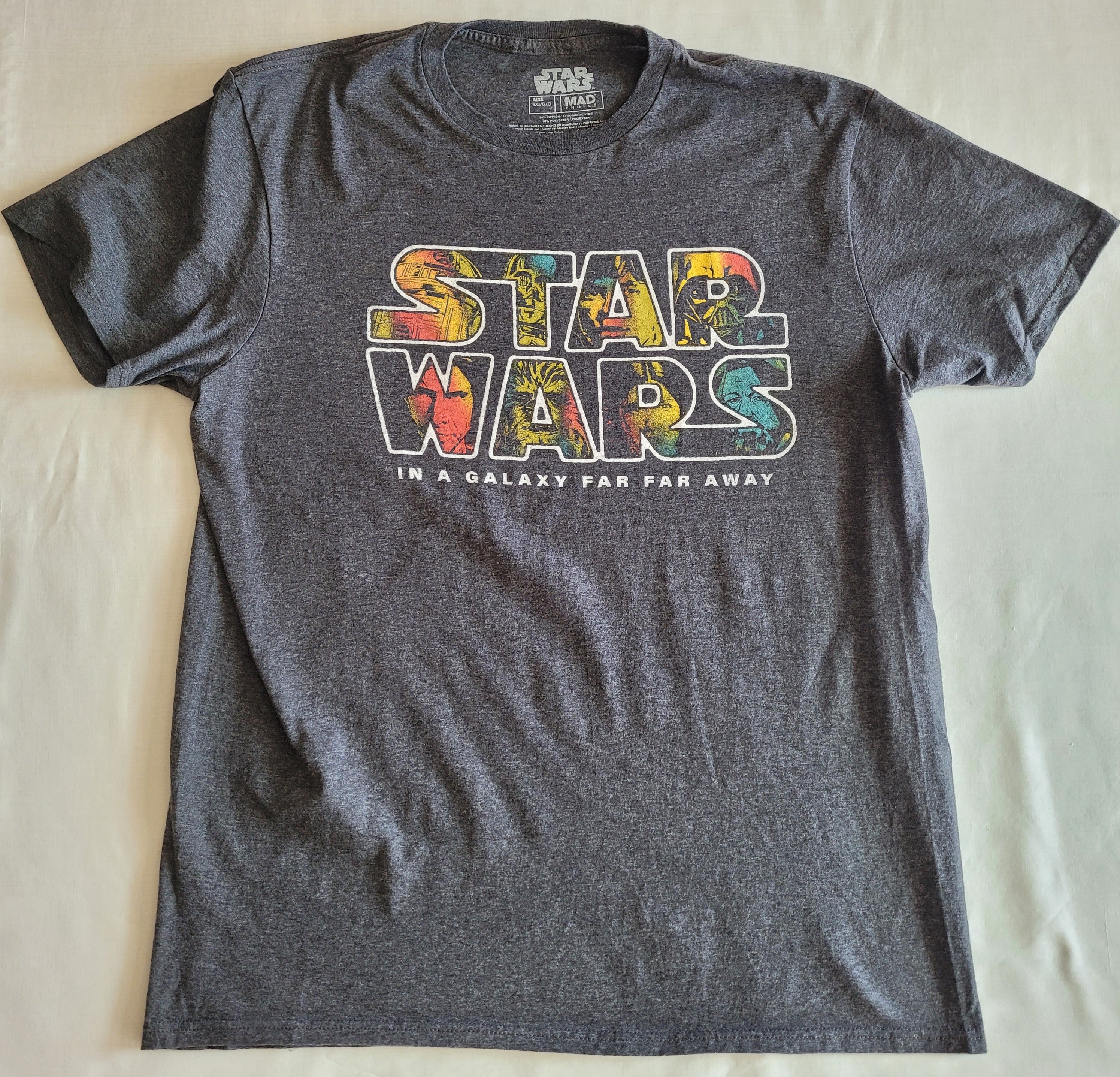 Star Wars Graphic Tee Men’s Large – Pre‑Owned, Dark Gray / Iconic Print