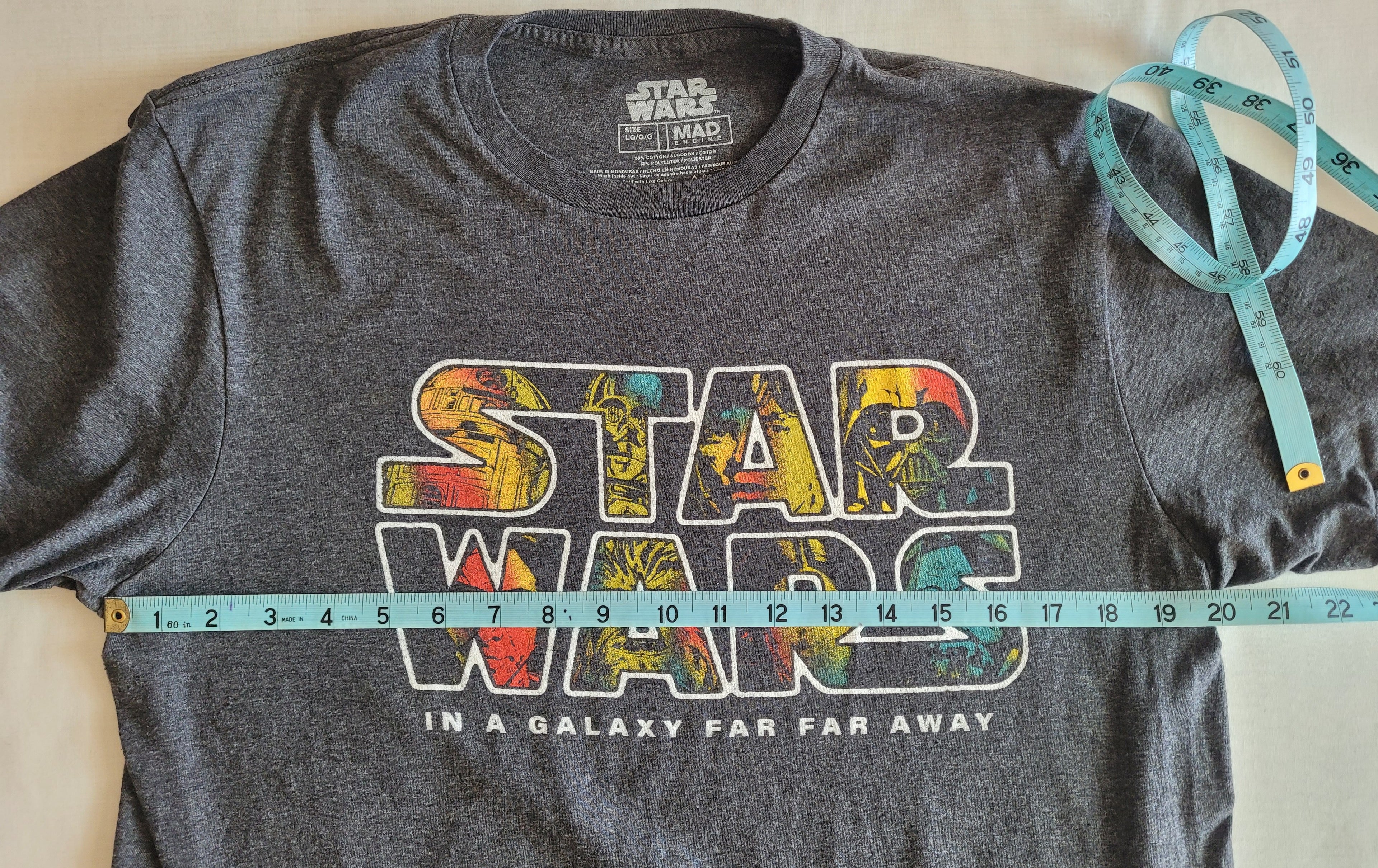 Star Wars Graphic Tee Men’s Large – Pre‑Owned, Dark Gray / Iconic Print